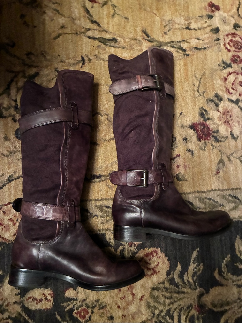 Cole Haan Brown Leather & Suede Riding Boots Nike Whitley Adjustable Buckles 6.5
